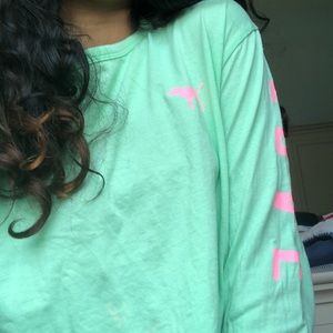 Light Green PINK Crop Top